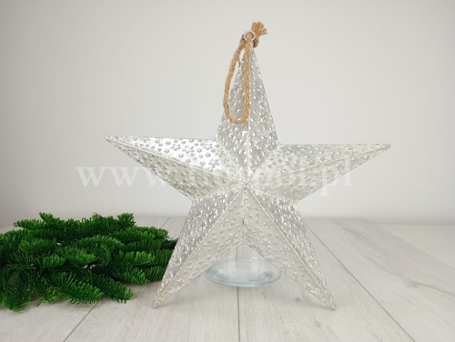 gwiazda metalowa tłoczona 3d 1szt srebrny (MK0514)