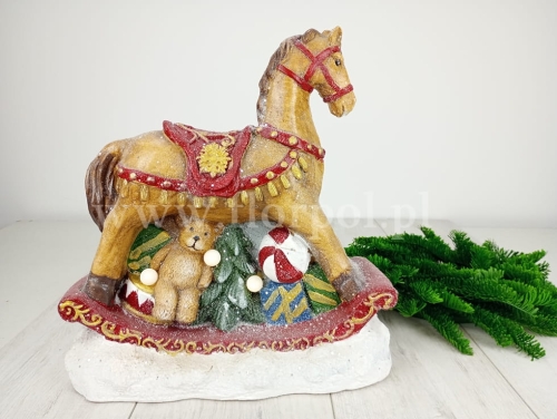 ceramiczny koń na biegunach led 1szt jasny brąz
