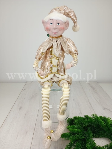 siedzący Pan Elf 1szt ecru/szampan (236576)