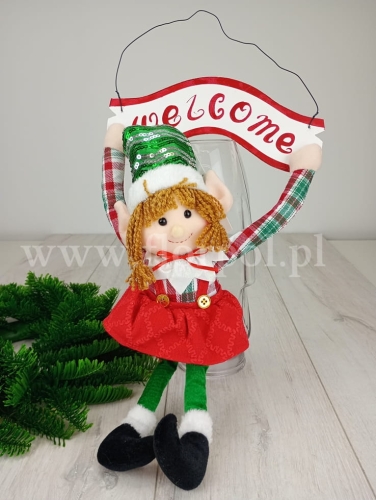 pluszowy elf ONA zawieszka welcome 1szt czerwony/zielony