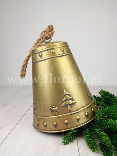 dzwon zawieszka - choinki i reniferyc.złoto (BNM-197-01713-24)