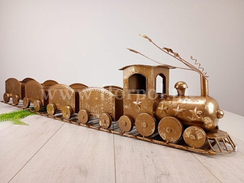 matalowy pociąg z wagonami  1szt złoty(5434)