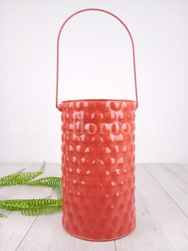 wiaderko/osłonka tłoczone w grochy 1szt ceglasty (MHH028-1)