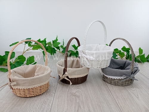 koszyczek technorattan okrągły z materiałem 1szt szary (HX30612B)