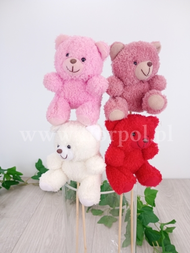 pluszowy miś na piku 24szt czerwień/odc.różu/biel  MIX4(DH27402)