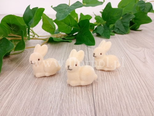 mini flokowane zajączki 3szt kremowy (WI-3-03970-25)