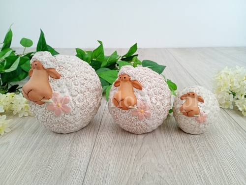 ceramiczna owieczka kulka roz M 1szt ecru/morela (JY25A243SC)