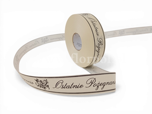 Wstążka pogrzebowa drukowana 3/100Y NcRe krem (04-45-00) 