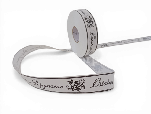 Wstążka pogrzebowa drukowana 3/100Y NcRe biały (01-45-00) 