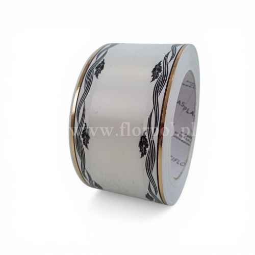 Szarfa pogrzebowa czysta złoty pasek 6/50 1szt biały (113192_01-45-00)