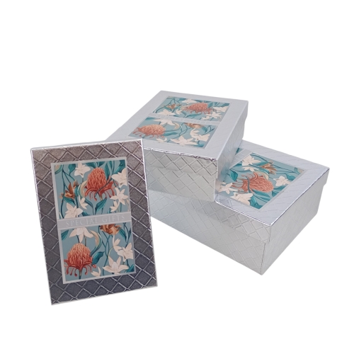 prostokątny box lilia 3szt srebrny (25P564)