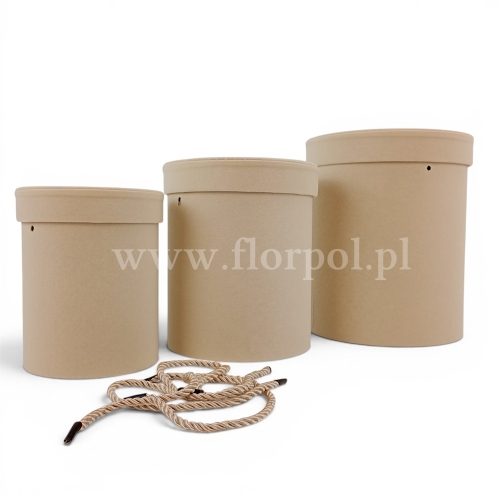 welurowy, okrągły flower box kpl 3szt krem (ART20994)