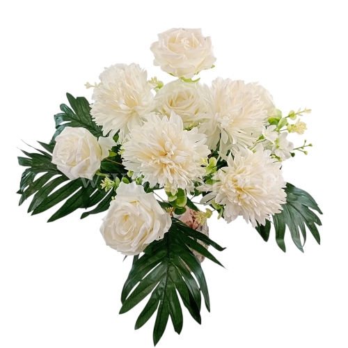 Róża i aster - bukiet 1szt ecru (LUX-55506)