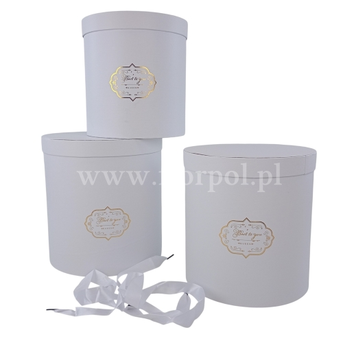 Box walec z napisem kpl 3szt white (LUK-2)
