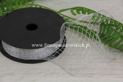 Wstążka – elastyczna kabaretka z połyskiem  10cm/5y 1szt srebrny