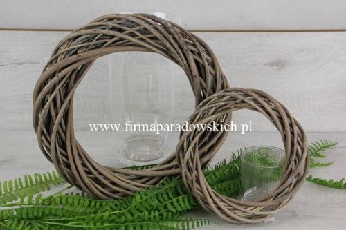 20cm wianek z wikliny 1szt szary