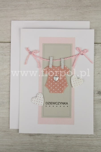kartka gratulacyjna – ur dziewczynki 1szt różowe body (AGC1030001)