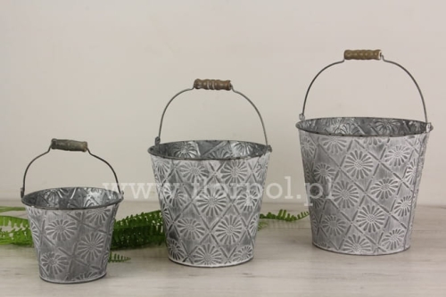metalowe wiaderko w stokrotki – małe 1szt biały (CAM-104-01405-22)