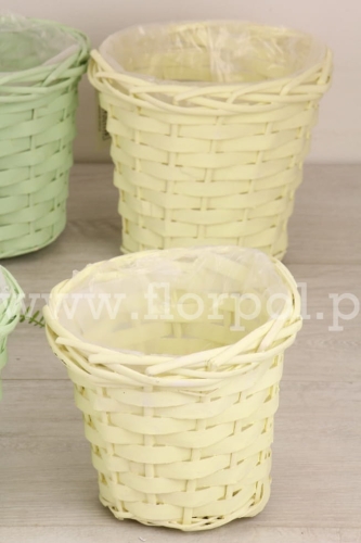 osłonka na doniczkę – drewno 1szt pastelowy żółty (HP441-16)  PN1632026C