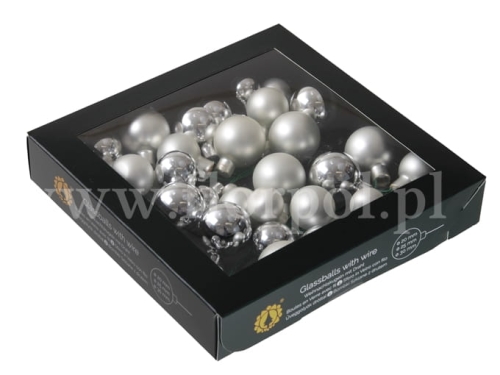 bombki choinkowe mix wielkości 20/25/30mm 6wiązek silver combi