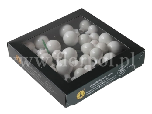 bombki choinkowe mix wielkości 20/25/30mm 6wiązek white opal