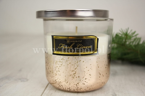 świeca zapachowa w szkle – Fresh Linen 1szt miedź