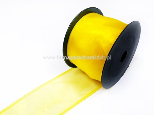 wstążka organza z drucikiem 7cm/10mb 1szt żółty (02100074)